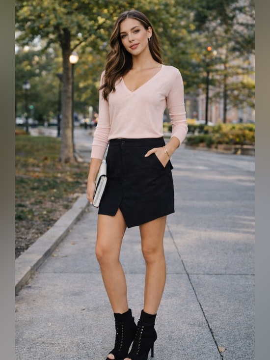 Marissa Webb Dresses & Skirts - Marissa Webb Skirt Black Loris Scissor Front Asymmetrical Mini Linen
